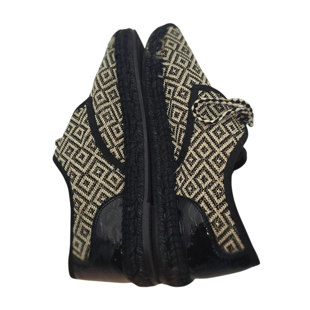Kanna‎ Made in Spain Women's 11 Woven Espadrille Sneakers Black Tan Boho Luxe